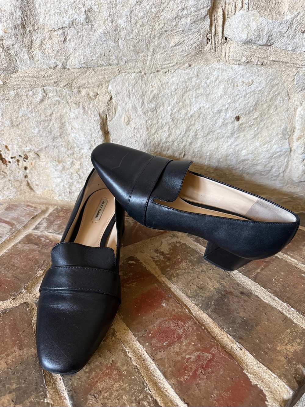 Alex Marie Women's Black Leather Slip-On Loafers